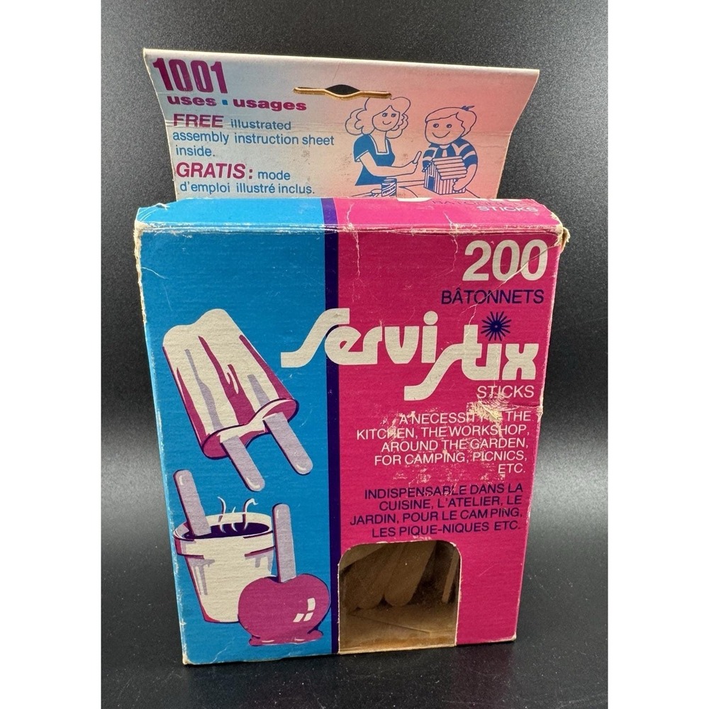 Vintage Servi Stix Box Crafts, Coffee, Cooking - Zayre Store Sticker